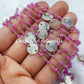 1 Feet Chain, Sale!!!! Pink Chalcedony Bead Chain, Healing Necklace Chain, Wire Wrapped Chain With Charm, Rosary Bead Chain, Pink Gemstone Chain - Charms And Spells