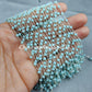 1,2,5,10,25 Ft Blue Chalcedony Rondelle Beaded Rosary Chain, 925 Silver Plated Wire, Jewelry Making, Wire Wrapped Chain 3-3.5mm - Charms And Spells