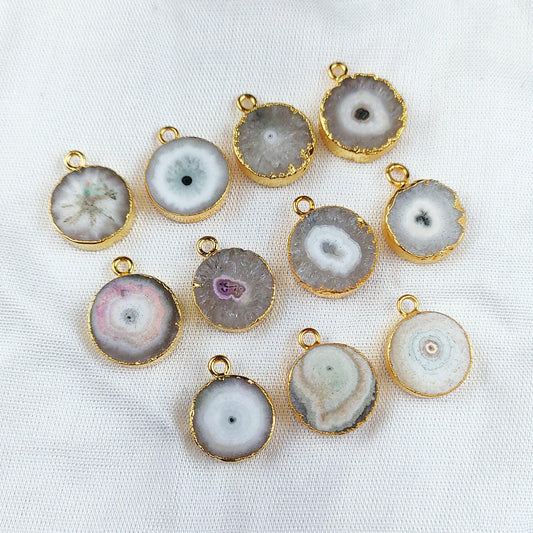 Solar Quartz Pendant Connector, Gold Electroplated Pendant, Single Bail, Boho Connector, DIY Pendant/Earring Connector - Charms And Spells