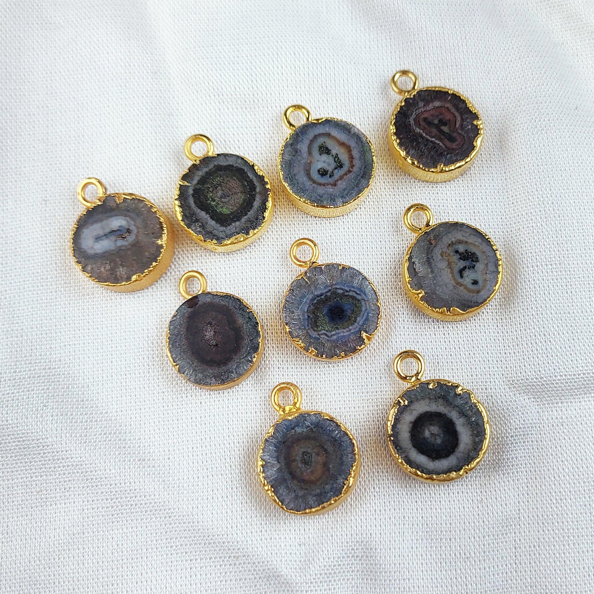 Solar Quartz Pendant Connector, Gold Electroplated Pendant, Single Bail, Boho Connector, DIY Pendant/Earring Connector - Charms And Spells