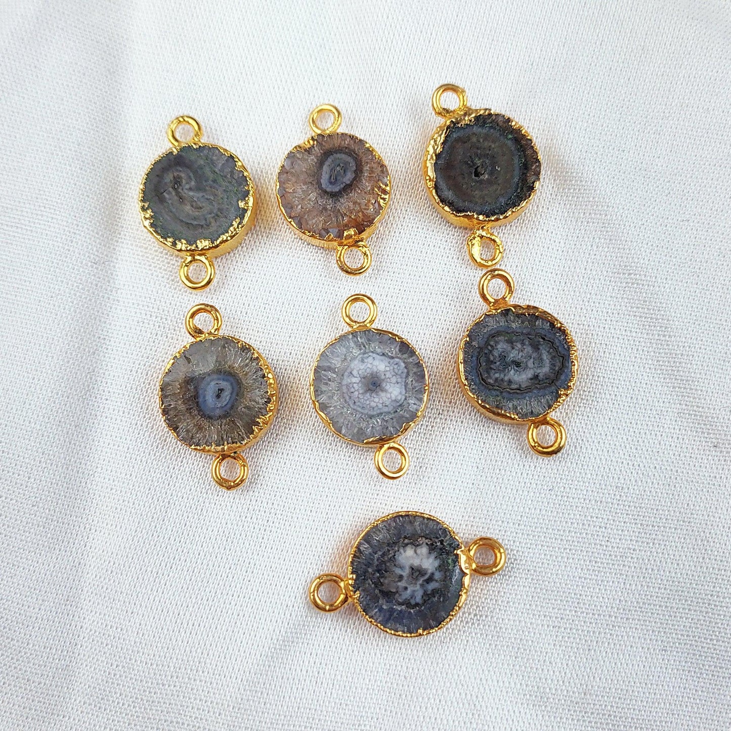 Solar Quartz Bracelet Connector, Quartz Double Bail Connector, 14K Gold Electroplated Connector, Quartz Charm - Charms And Spells