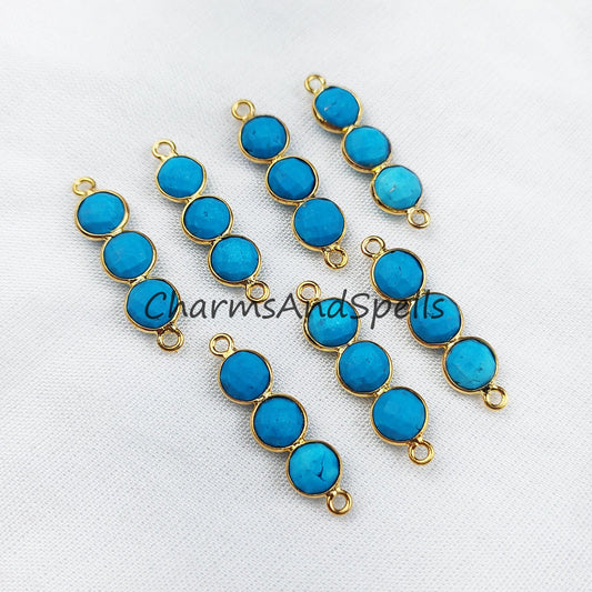 Turquoise Connector, Bar Shape Connector, Healing Connector, 14K Gold Plated Connector Pendant, Sold By Piece - Charms And Spells