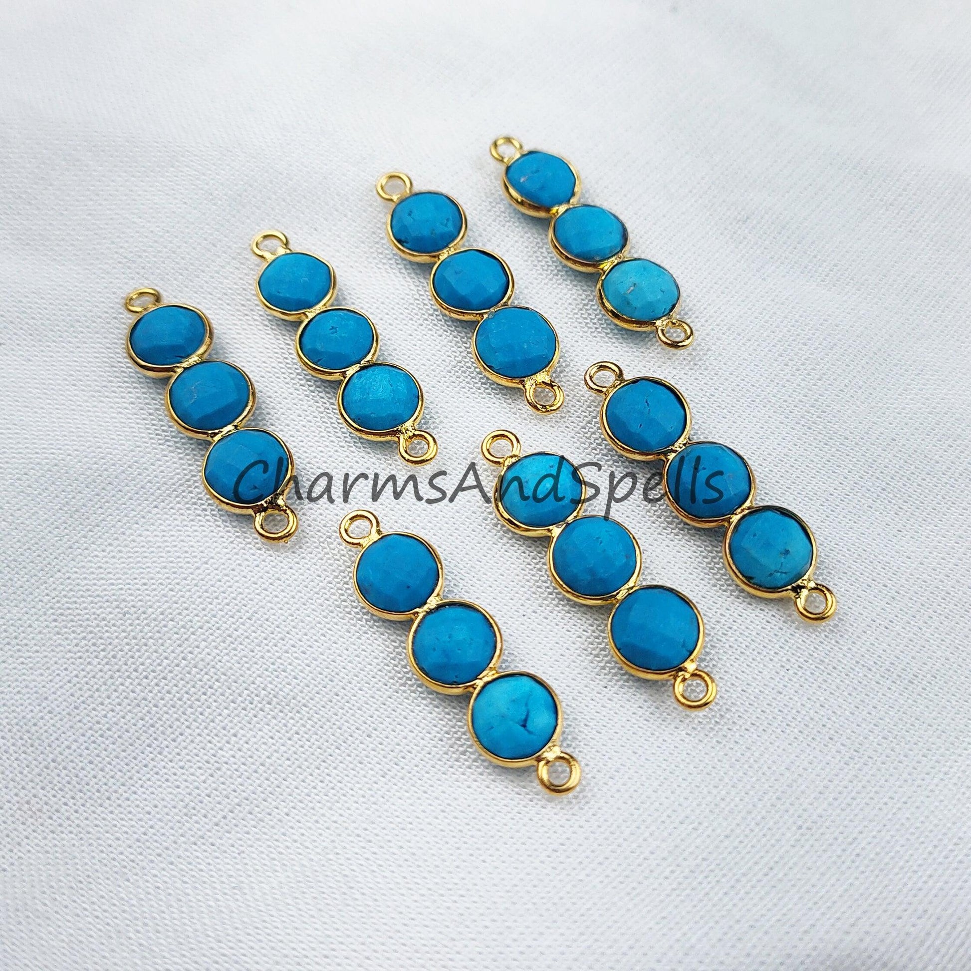 Turquoise Connector, Bar Shape Connector, Healing Connector, 14K Gold Plated Connector Pendant, Sold By Piece - Charms And Spells