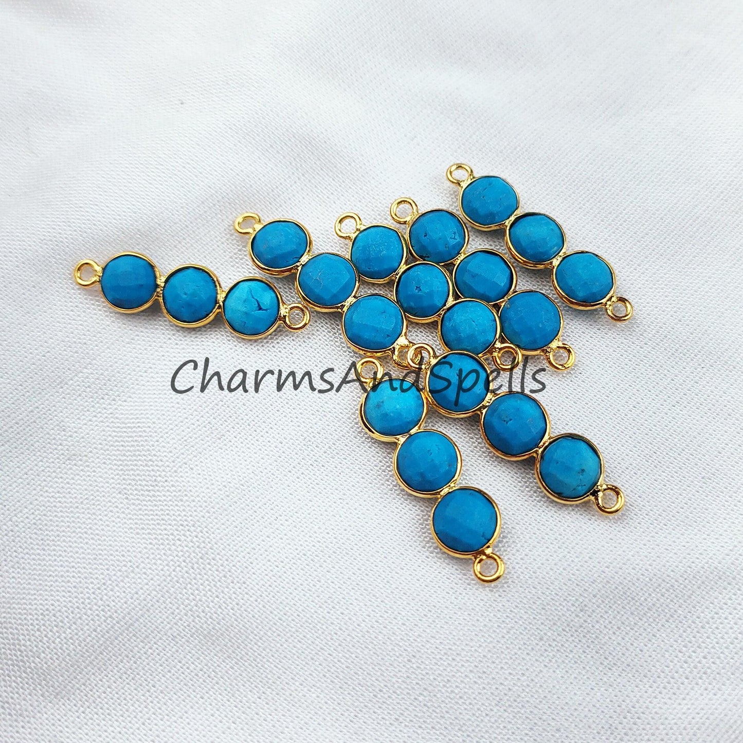 Turquoise Connector, Bar Shape Connector, Healing Connector, 14K Gold Plated Connector Pendant, Sold By Piece - Charms And Spells