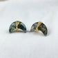 Natural Moss Agate Stud Earrings, Moon Shape Crystal Earrings, Healing Crystal Studs, Women Earrings, Gemstone Earrings - Charms And Spells