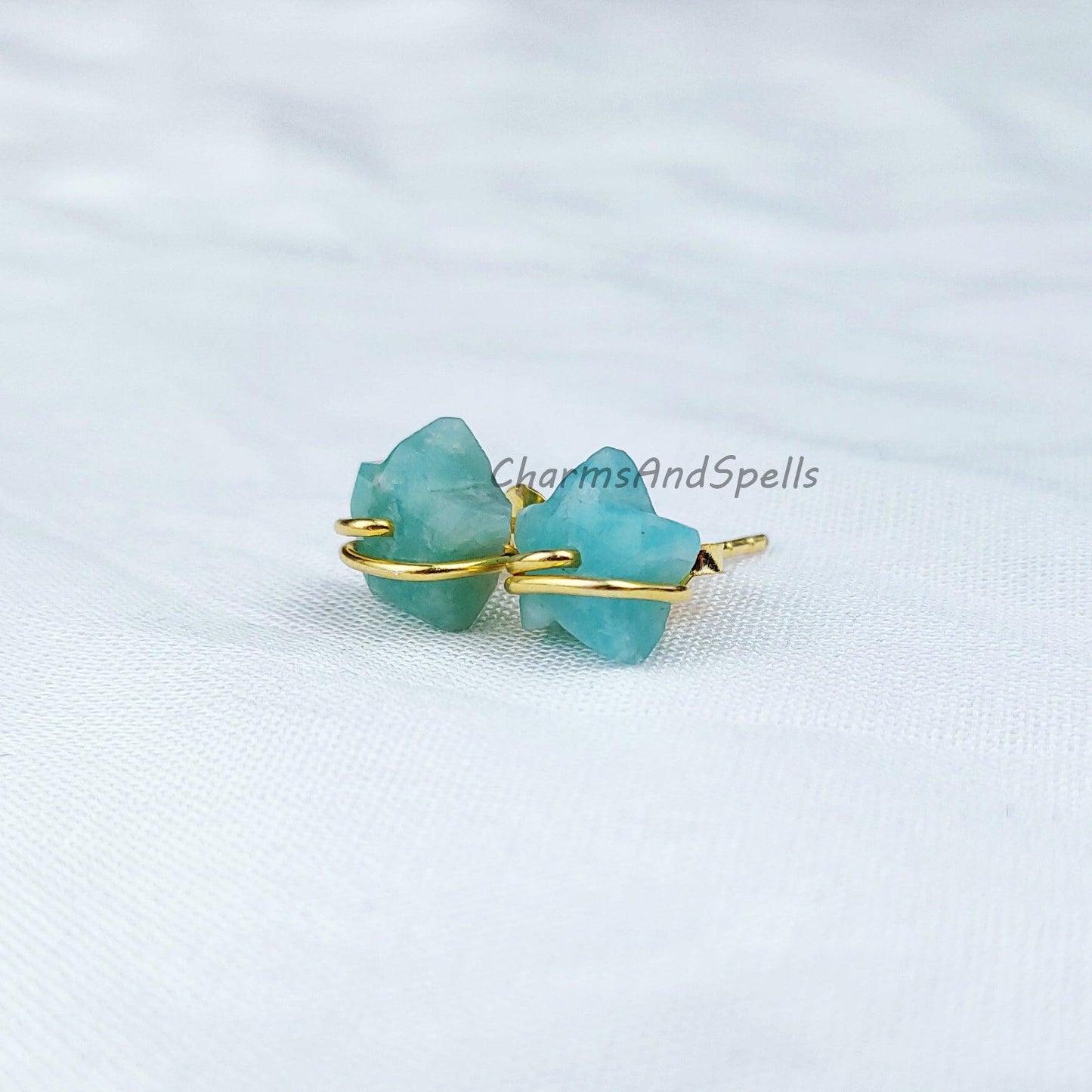 Natural Star Shape Amazonite Studs, Earrings, Amazonite Jewelry, Star Stone Jewelry, Gemstone Earrings, Green Earrings - Charms And Spells