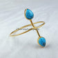 Turquoise bangle, gold plated handmade bangle, Women bangle, adjustable bangle, turquoise jewelry, boho gift - Charms And Spells