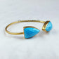 Blue Turquoise bangle, gold plated handmade bangle, statement bangle, adjustable bangle, turquoise jewelry - Charms And Spells
