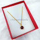 Garnet Solitaire Necklace, 14k Gold Plated Garnet Necklace, Round Garnet Necklace, January Garnet Necklace, Bezel set Garnet Necklace - Charms And Spells