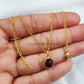 Garnet Solitaire Necklace, 14k Gold Plated Garnet Necklace, Round Garnet Necklace, January Garnet Necklace, Bezel set Garnet Necklace - Charms And Spells