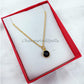 Black onyx circle necklace on 14k dainty gold plated chain, Jewelry gifts for Her, Black and gold jewelry, Minimalist necklace - Charms And Spells