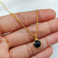 Black onyx circle necklace on 14k dainty gold plated chain, Jewelry gifts for Her, Black and gold jewelry, Minimalist necklace - Charms And Spells