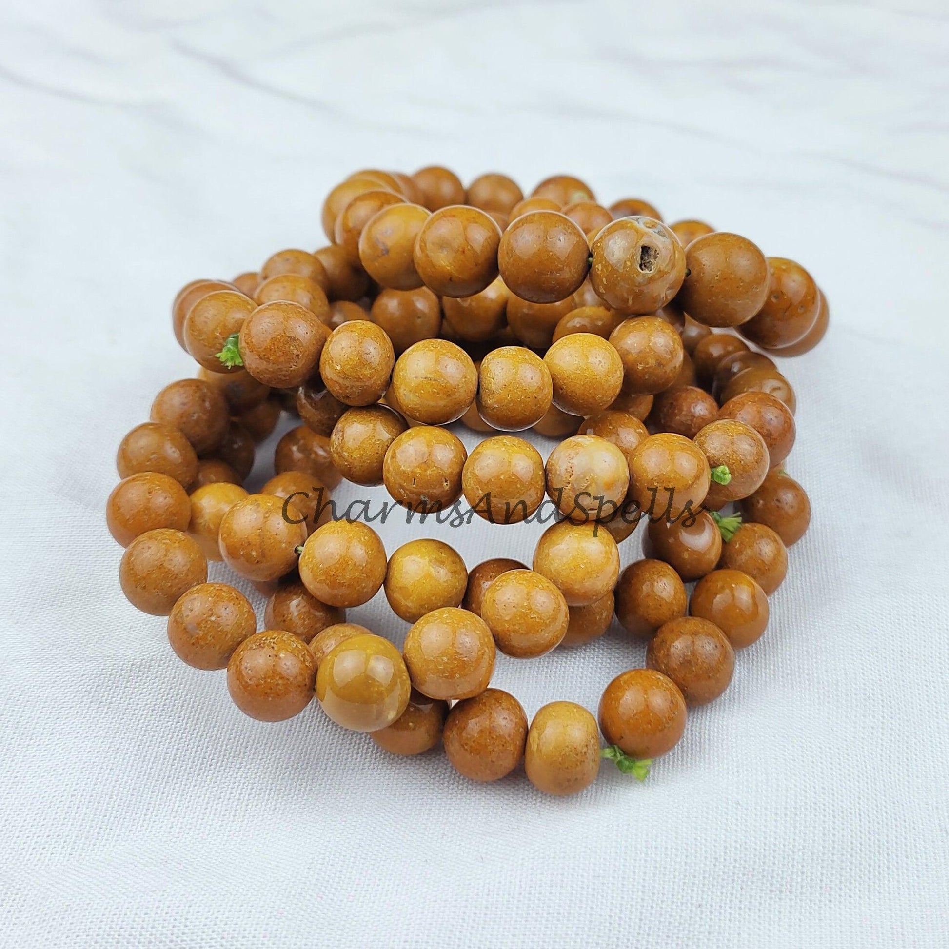 Natural Yellow Jasper Round Beads Bracelet, Healing Gemstone Bracelet, Gift For Man, Dainty Bracelet, Ethnic Bracelet, Yellow Bracelet - Charms And Spells