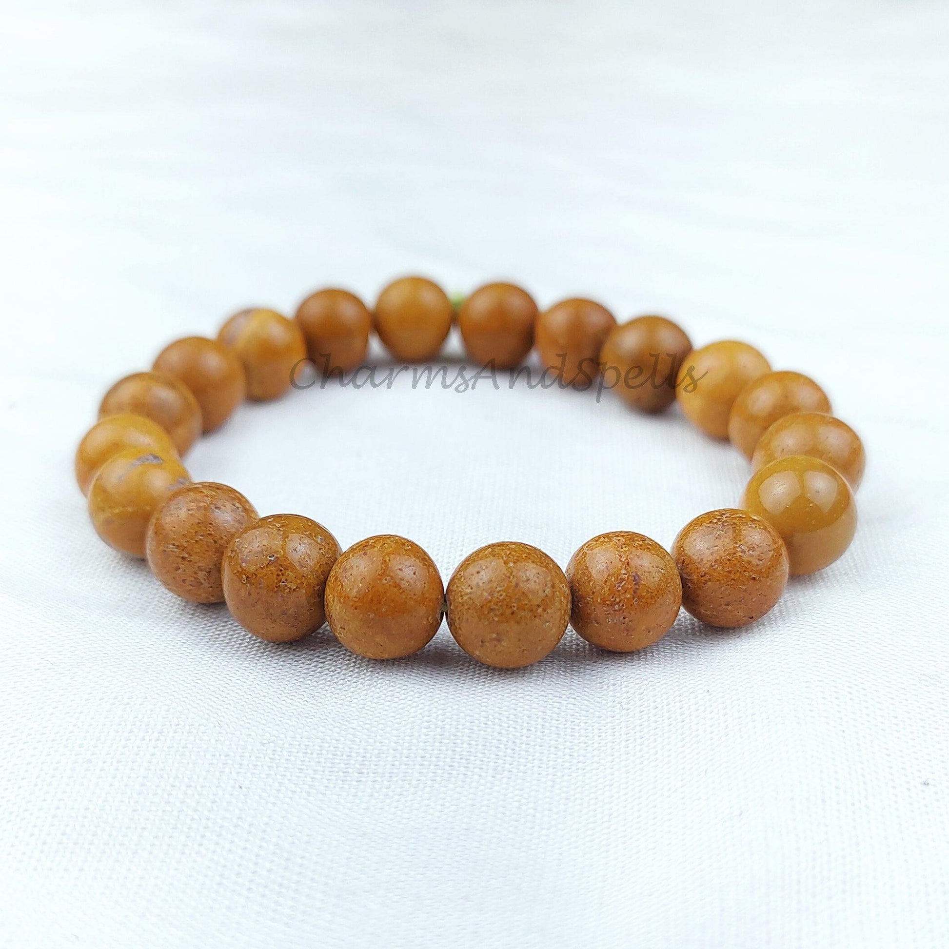 Natural Yellow Jasper Round Beads Bracelet, Healing Gemstone Bracelet, Gift For Man, Dainty Bracelet, Ethnic Bracelet, Yellow Bracelet - Charms And Spells