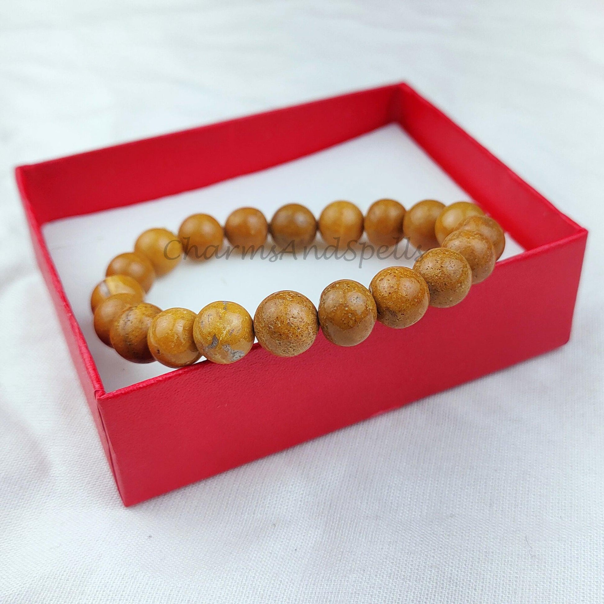 Natural Yellow Jasper Round Beads Bracelet, Healing Gemstone Bracelet, Gift For Man, Dainty Bracelet, Ethnic Bracelet, Yellow Bracelet - Charms And Spells