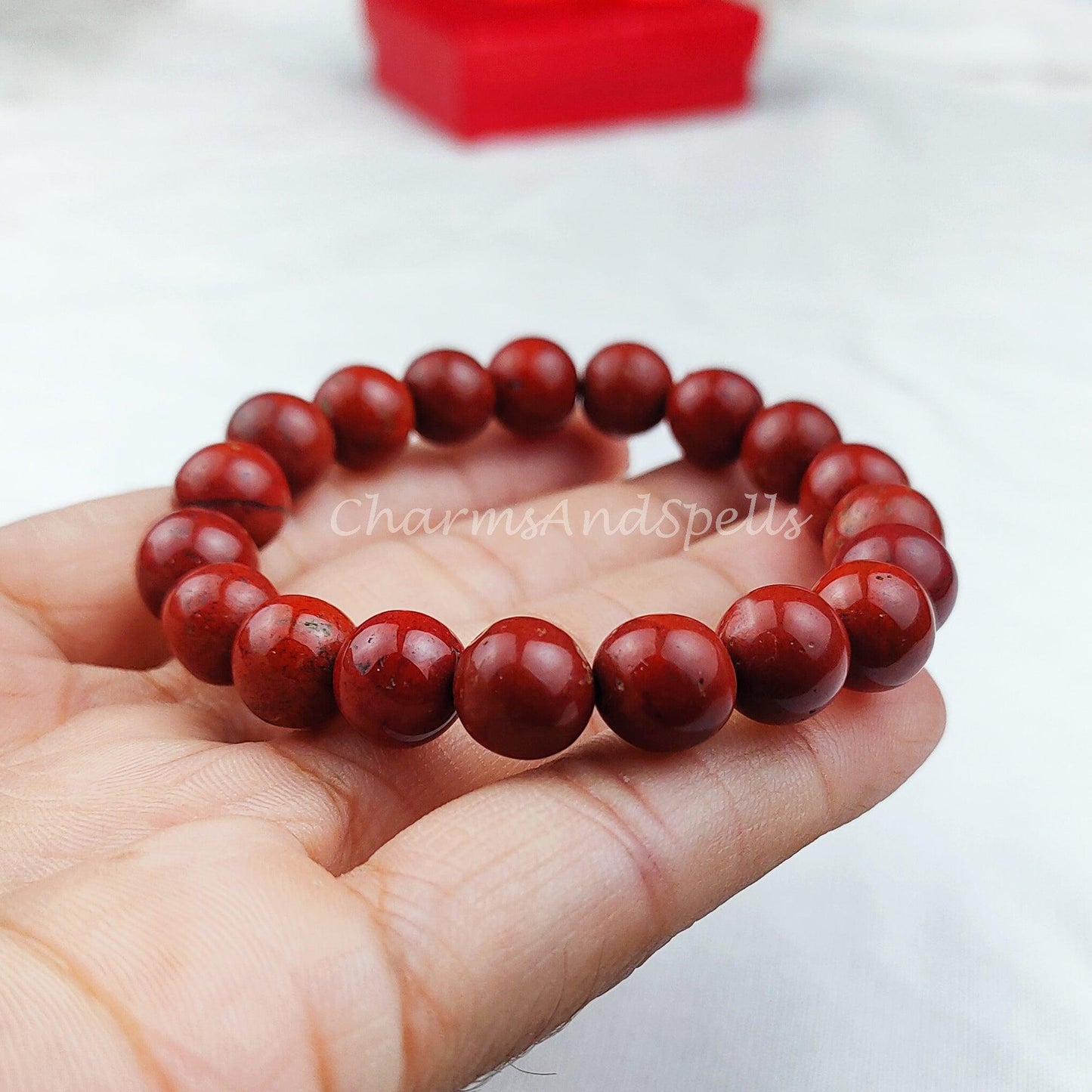 Natural Red Agate Round Beaded Bracelet, Women Bracelet, Men Handmade Stretch Bracelet, Healing Bracelet, Gift Jewelry, Agate Bracelet - Charms And Spells