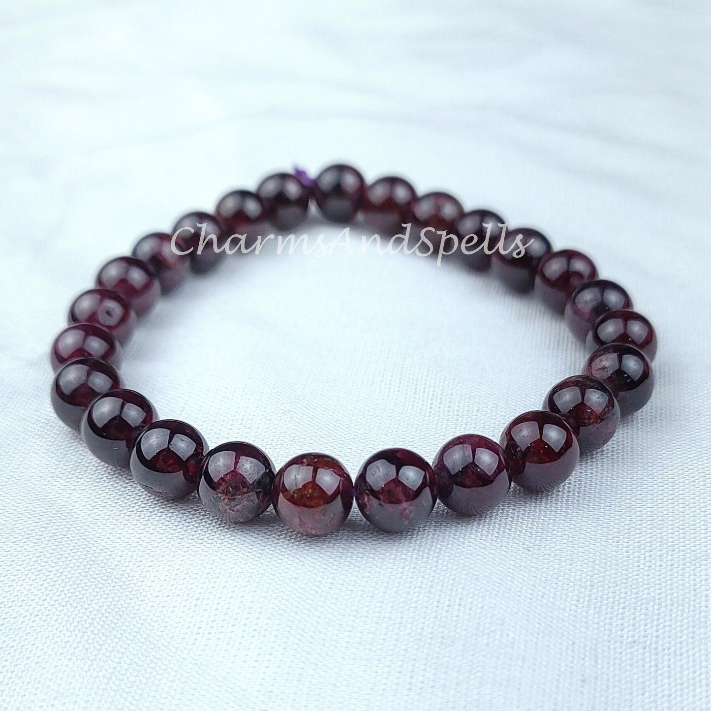 Natural Garnet Bracelet, Red Gemstone Bracelet, Hyderabadi Garnet Bracelet, Healing Crystals, Stones Gemstone Beaded Bracelet - Charms And Spells