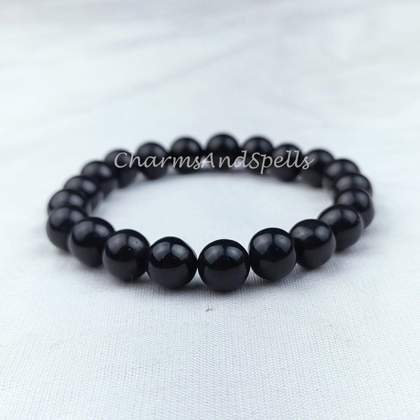 Black Onyx Crystal Bead Bracelet, Genuine Black Onyx Gemstone Bracelet, Grounding, Protection Stones, Gift for Men & Wome - Charms And Spells