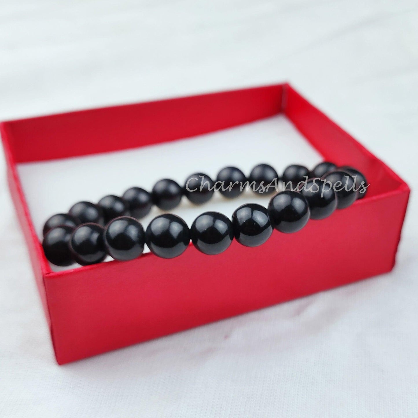 Black Onyx Crystal Bead Bracelet, Genuine Black Onyx Gemstone Bracelet, Grounding, Protection Stones, Gift for Men & Wome - Charms And Spells