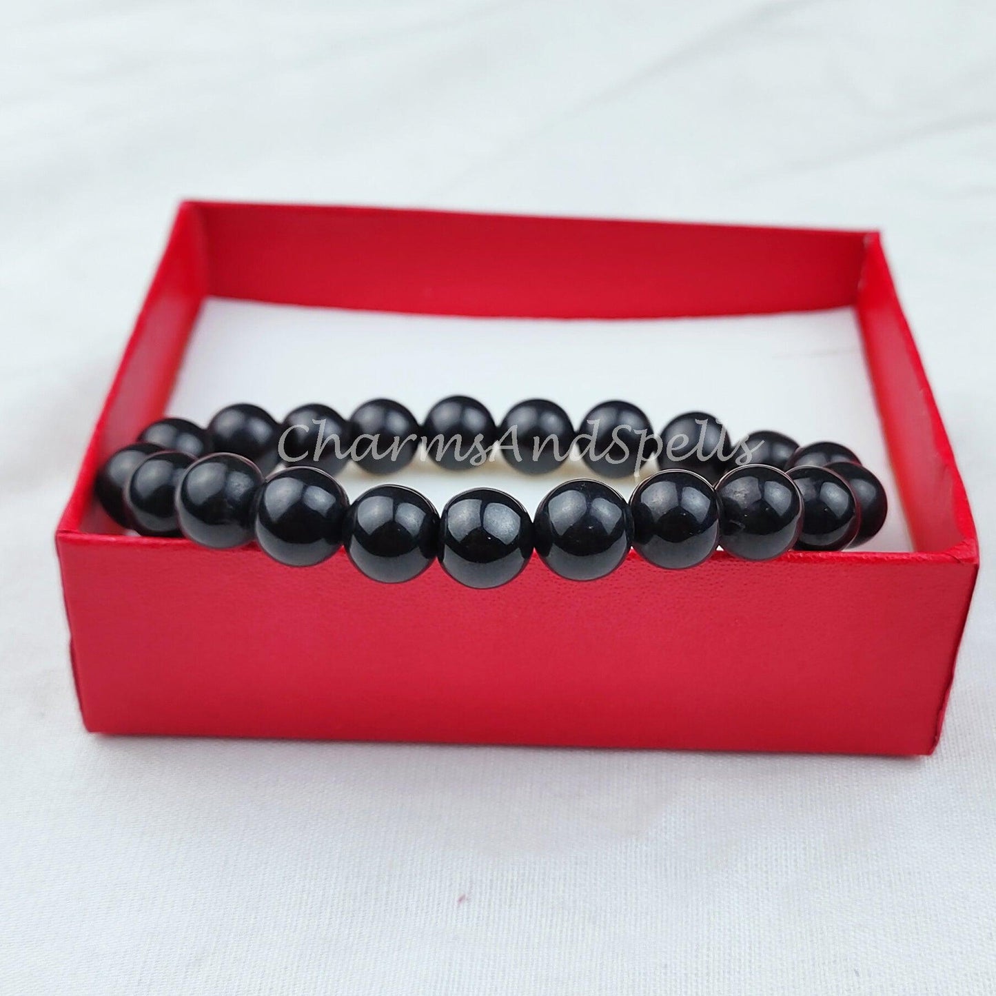 Black Onyx Crystal Bead Bracelet, Genuine Black Onyx Gemstone Bracelet, Grounding, Protection Stones, Gift for Men & Wome - Charms And Spells