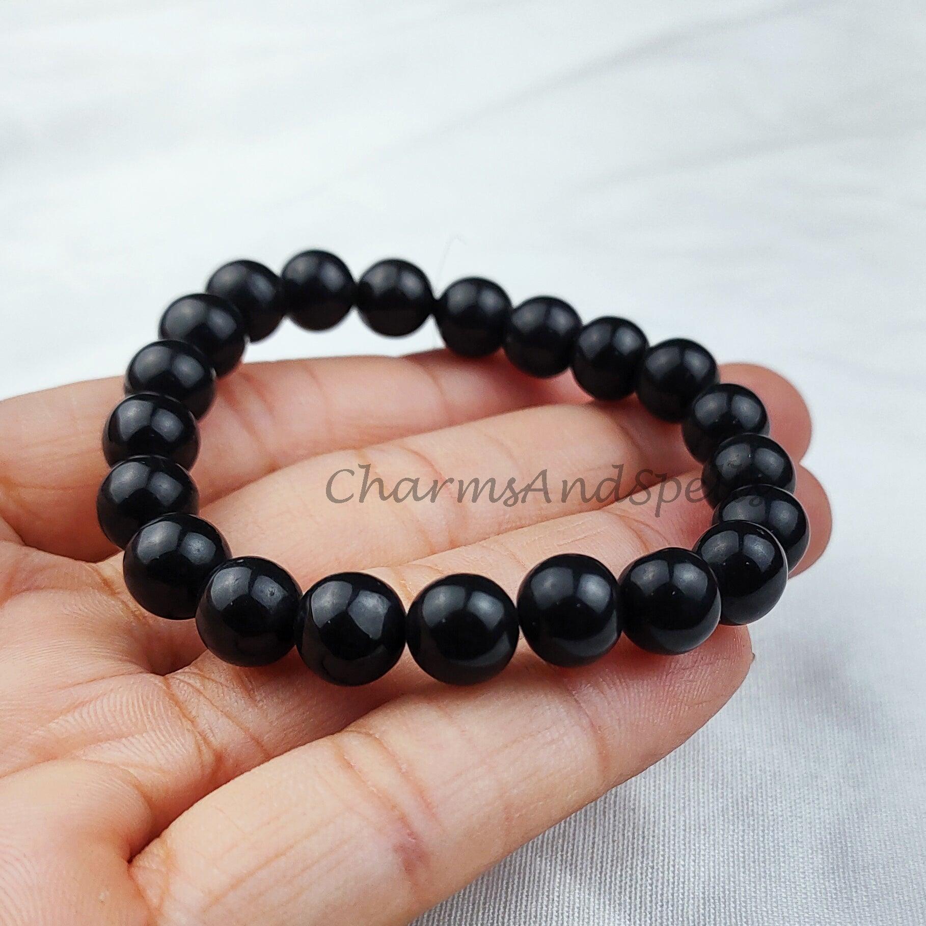 Black Onyx Crystal Bead Bracelet, Genuine Black Onyx Gemstone Bracelet, Grounding, Protection Stones, Gift for Men & Wome - Charms And Spells