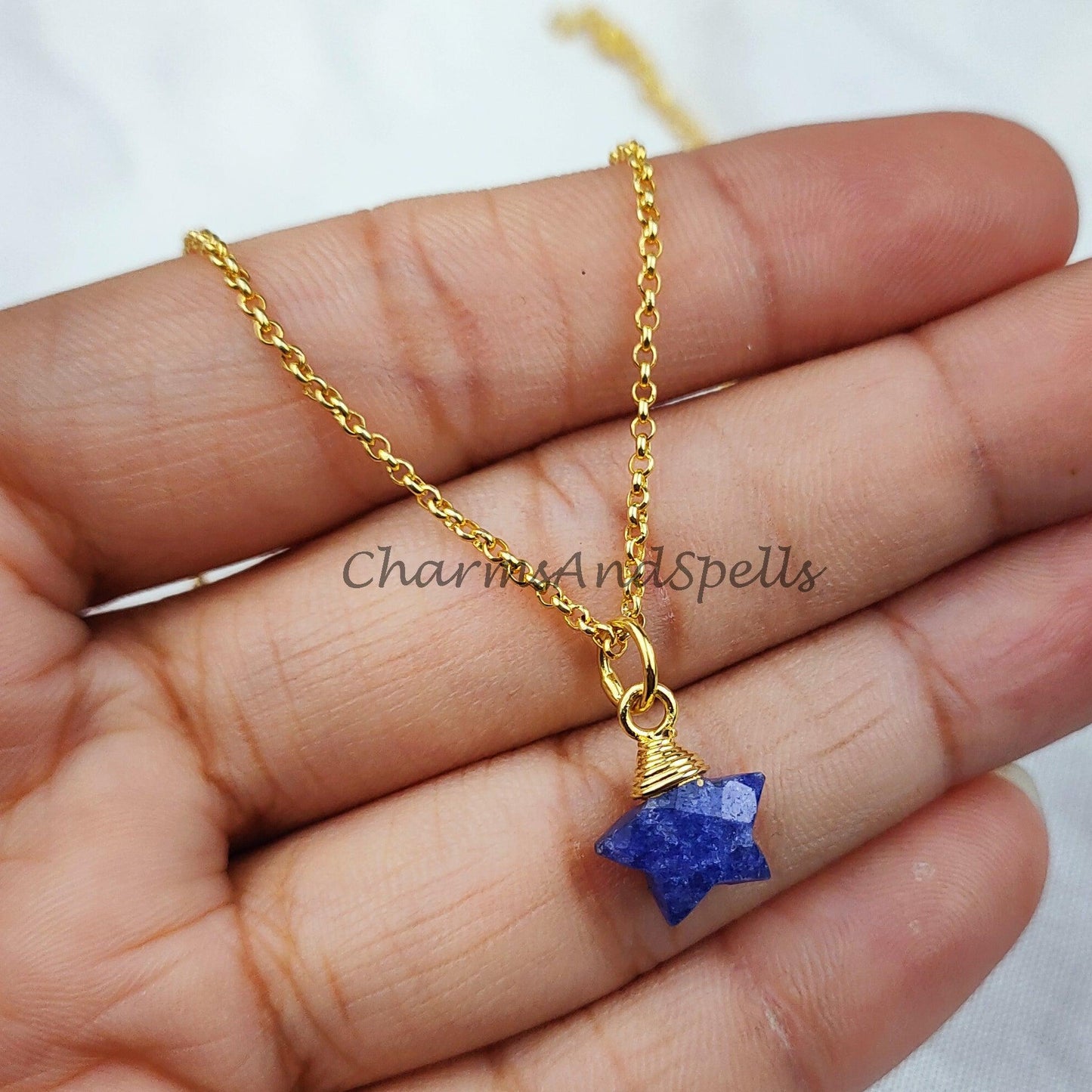 Lapis Star Necklace, Dainty Blue Star, Lapis Lazuli Star Charm, Delicate Jewelry, Layering Necklace, Minimalist Style - Charms And Spells