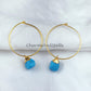 Turquoise earring, earrings with turquoise charms, electroplated turquoise, turquoise loop earrings - Charms And Spells