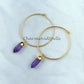 Amethyst Earrings | Pencil Earring | Birthstone Earring | Gold Electroplated Earring | Gemstone Earring | Hoop Earring - Charms And Spells