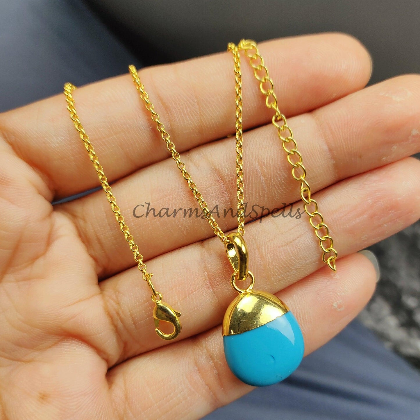 Turquoise Tumble Necklace, Gemstone Necklace, Turquoise, Healing Gift, Protection Stone, Gift for Her, Healing Gemstone - Charms And Spells