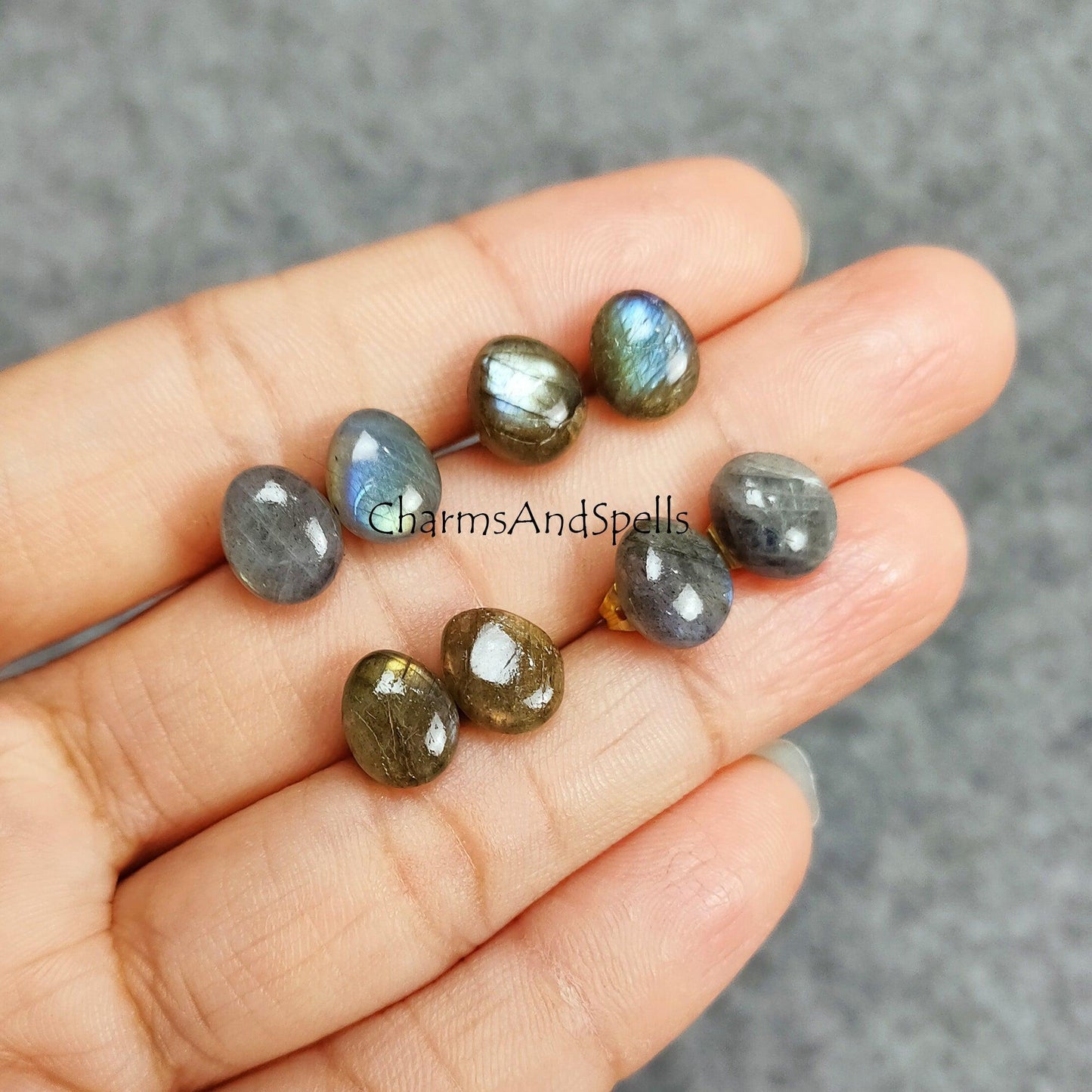 Labradorite stud earrings, Labradorite jewelry, 14k Gold Plated Labradorite studs, Ethnic Earrings, Dainty Studs, Woman earrings - Charms And Spells