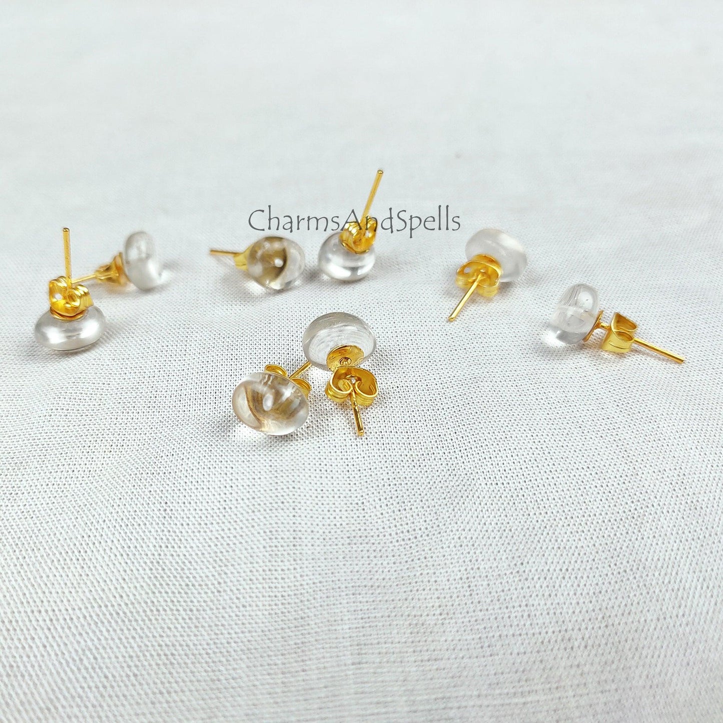 Crystal Quartz Earrings, Clear Quartz Studs, Healing Gemstones Jewelry, Valentines Gift for Her, Boho Quartz Earrings - Charms And Spells