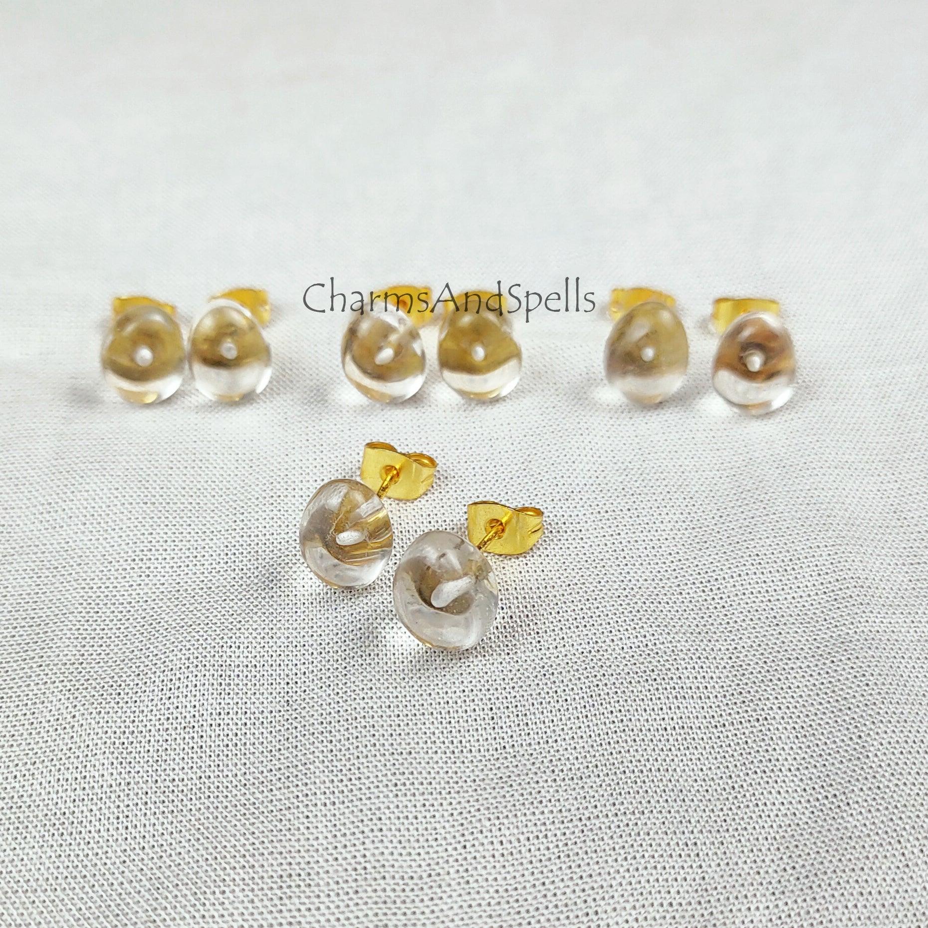 Crystal Quartz Earrings, Clear Quartz Studs, Healing Gemstones Jewelry, Valentines Gift for Her, Boho Quartz Earrings - Charms And Spells