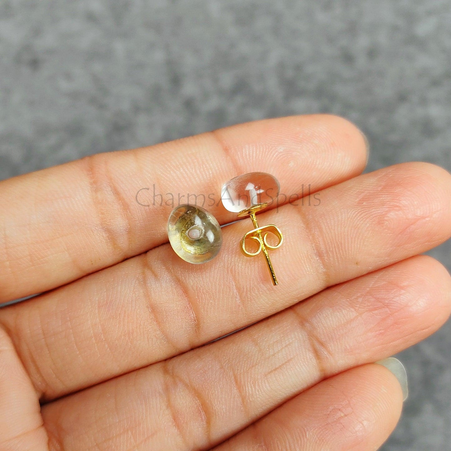 Crystal Quartz Earrings, Clear Quartz Studs, Healing Gemstones Jewelry, Valentines Gift for Her, Boho Quartz Earrings - Charms And Spells