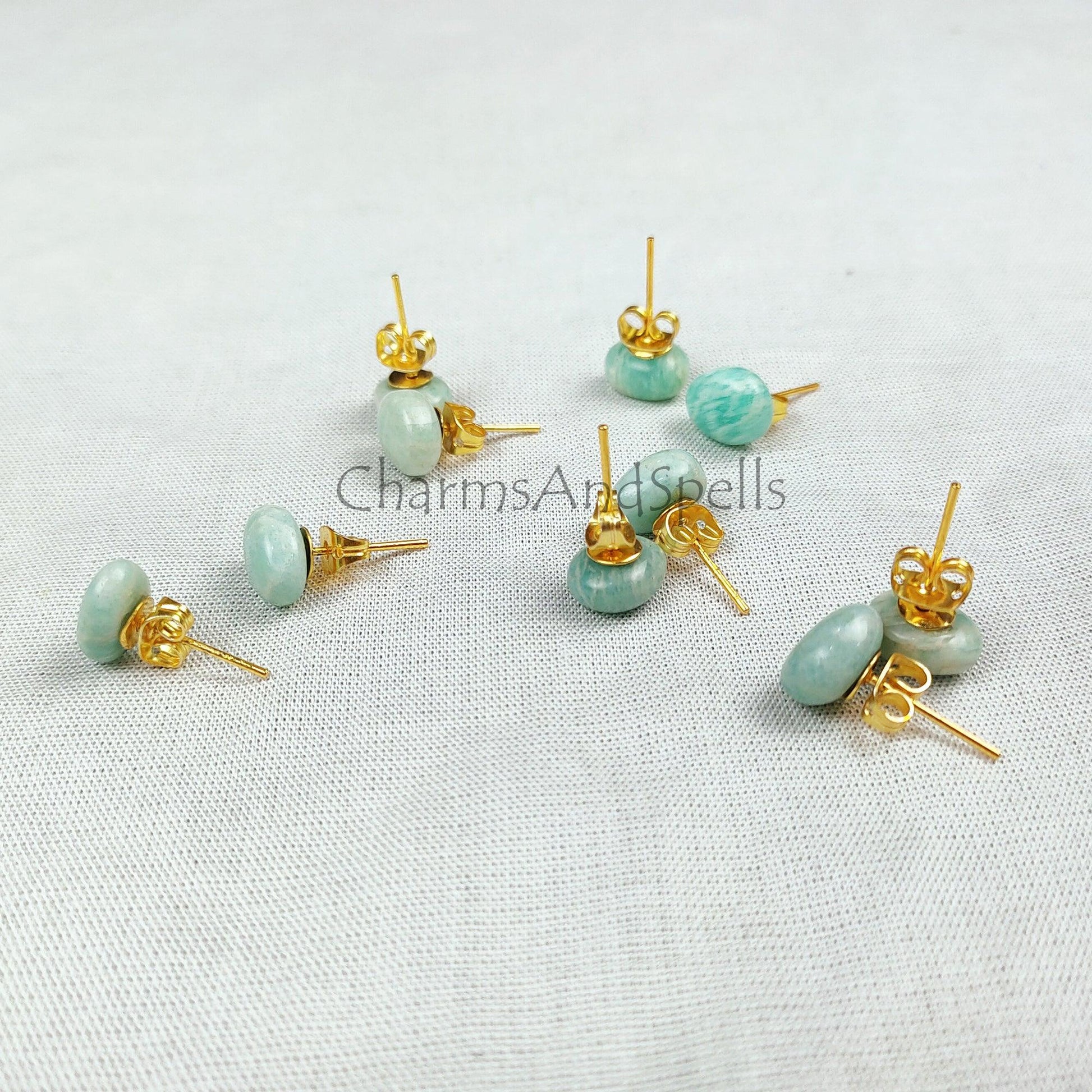 Amazonite Earring, Gemstone Stud Ear Post, Oval Amazonite, Healing Earrings, Bohemian Jewelry, Gift For Woman, Amazonite Jewelry - Charms And Spells