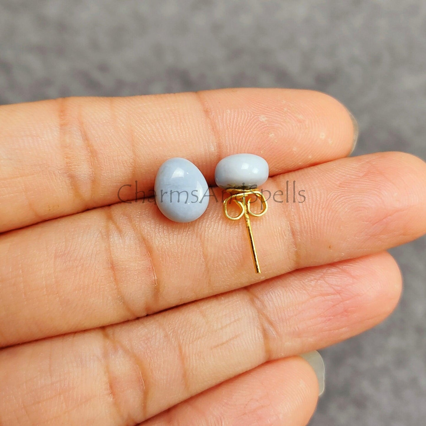 Blue Boulder Opal Earrings, Blue Opal stud, Blue Stud earrings, Gold Plated Opal Earrings, Gift For Woman, Dainty Opal Earrings - Charms And Spells