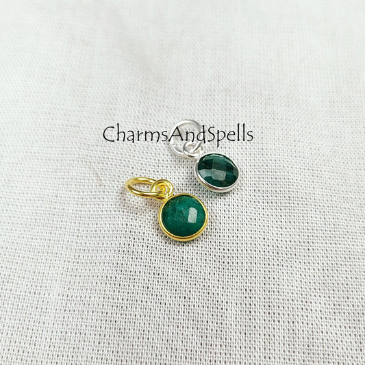 May Birthstone Emerald Pendant, Gold/Silver Plated Emerald Pendant, Gemstone Pendant Necklace, Faceted Emerald Jewelry - Charms And Spells