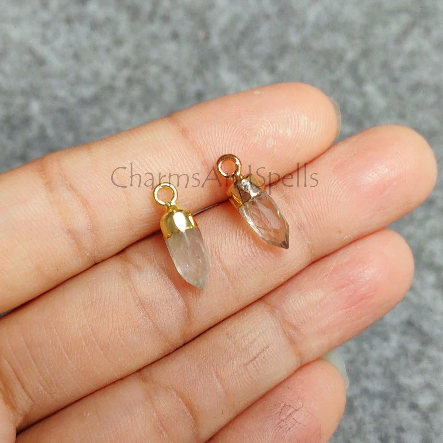 Golden Rutile Pencil Pendant, Gold/Rose Gold Electroplated Pencil Charm, Ethnic Pencil Pendant, Statement Jewelry, Gift For Her - Charms And Spells