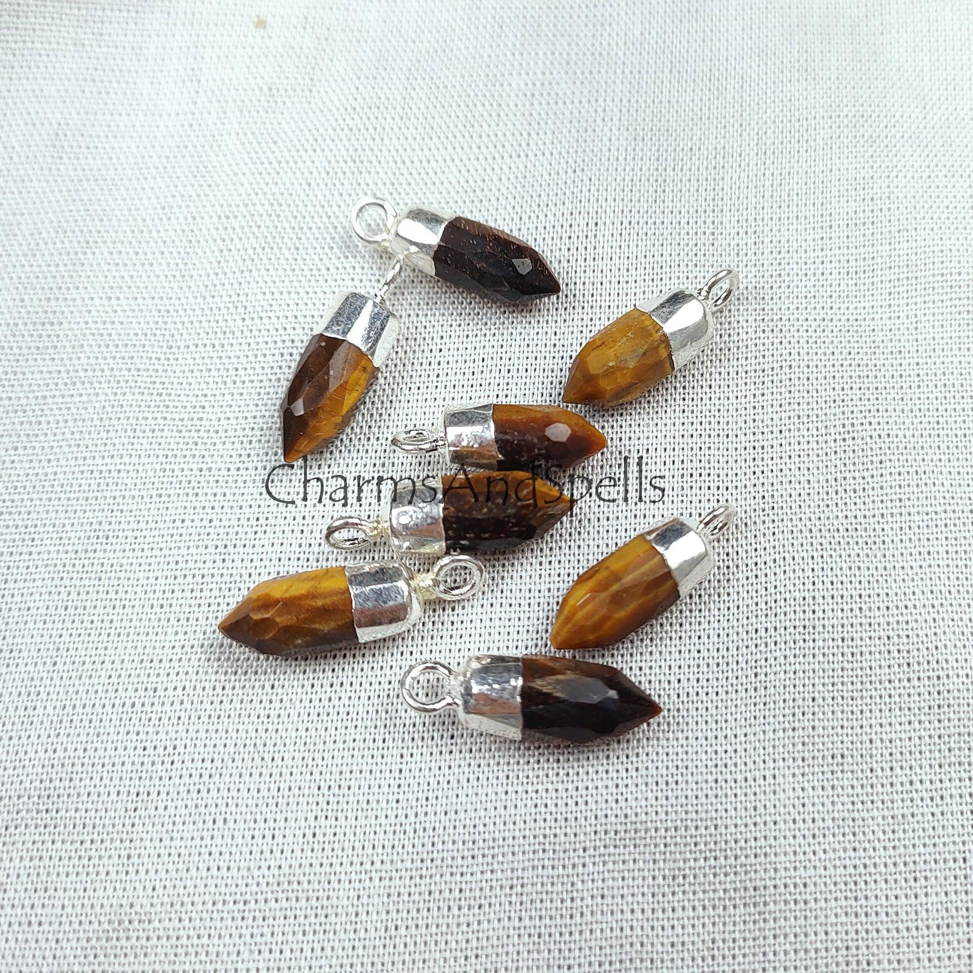 Tiger's Eye Pencil Pendant, Electroplated Pencil Point Charm, Woman Pendant, Tiger Eye Jewelry, Gift For Mother, Imitation Jewelry - Charms And Spells