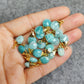 Faceted Amazonite Electroplated Charm Connector, Gold Plated Green Necklace Connector, Pear Shape Connector, Imitation Jewelry - Charms And Spells