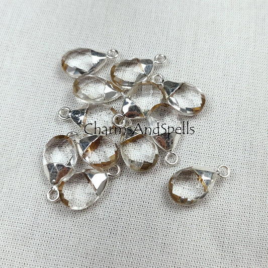 Crystal Quartz Gemstone Connector, Link Pendant Connectors, Gold/Silver Plated Connectors, Jewelry Accessories, Crystal Quartz Pendent - Charms And Spells