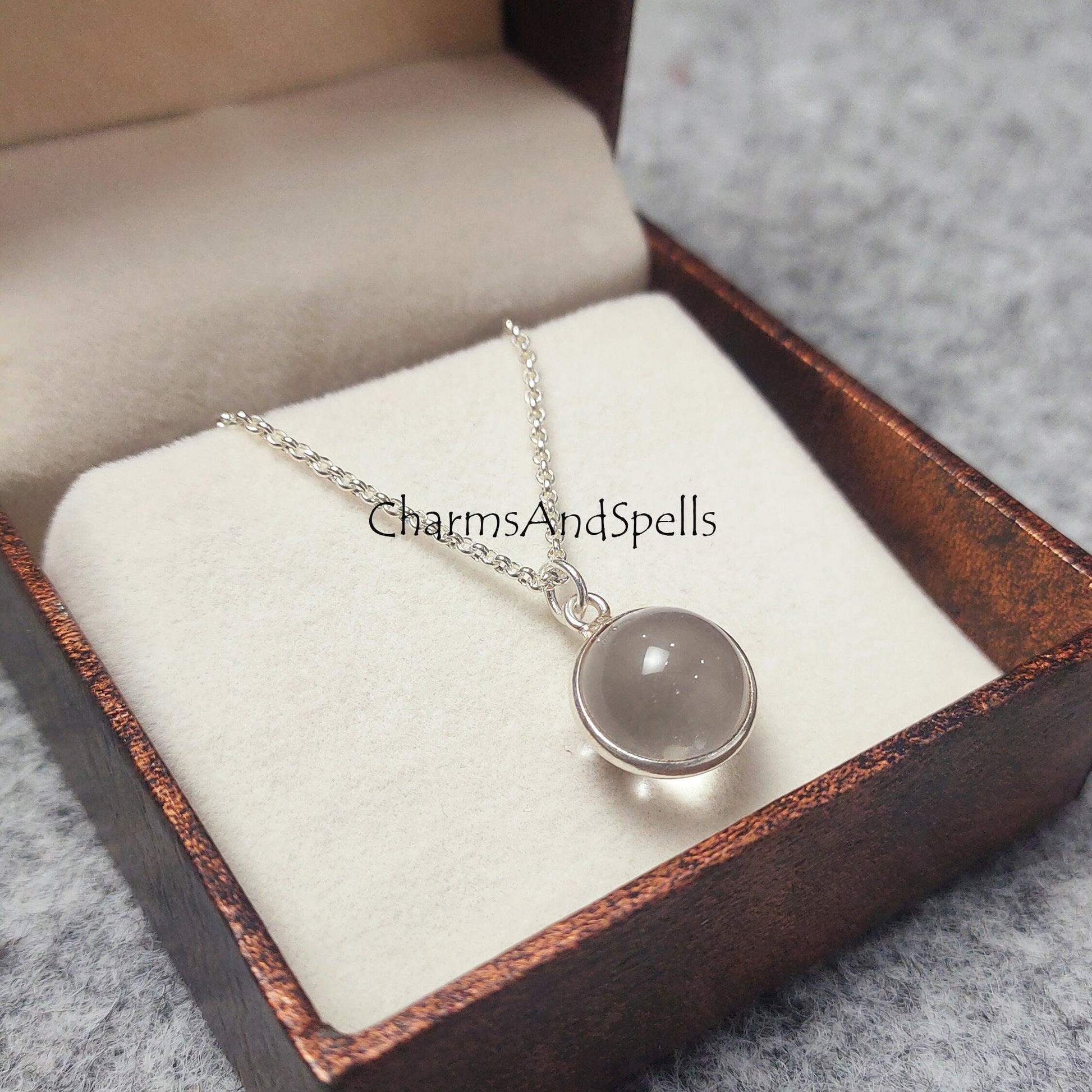 Clear Quartz Crystal Ball Necklace, Crystal Jewelry, Quartz Jewelry, Quartz Sphere Pendant, Quartz - Charms And Spells