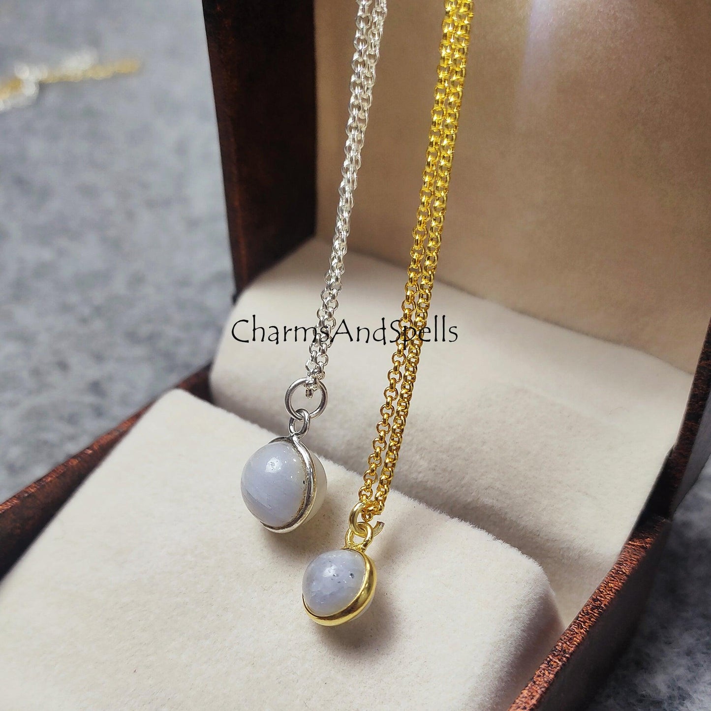 Moonstone Ball Necklace, Gold/ Silver Plated Necklace, Cute jewelry, Minimalist's jewelry, Modern jewelry, - Charms And Spells