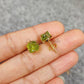 Moldavite Raw Gemstone Studs, 14K Gold Plated Stud Earring, Prong Stud Earrings, Green gemstone Earrings, Rare Jewelry, Gift For Her - Charms And Spells