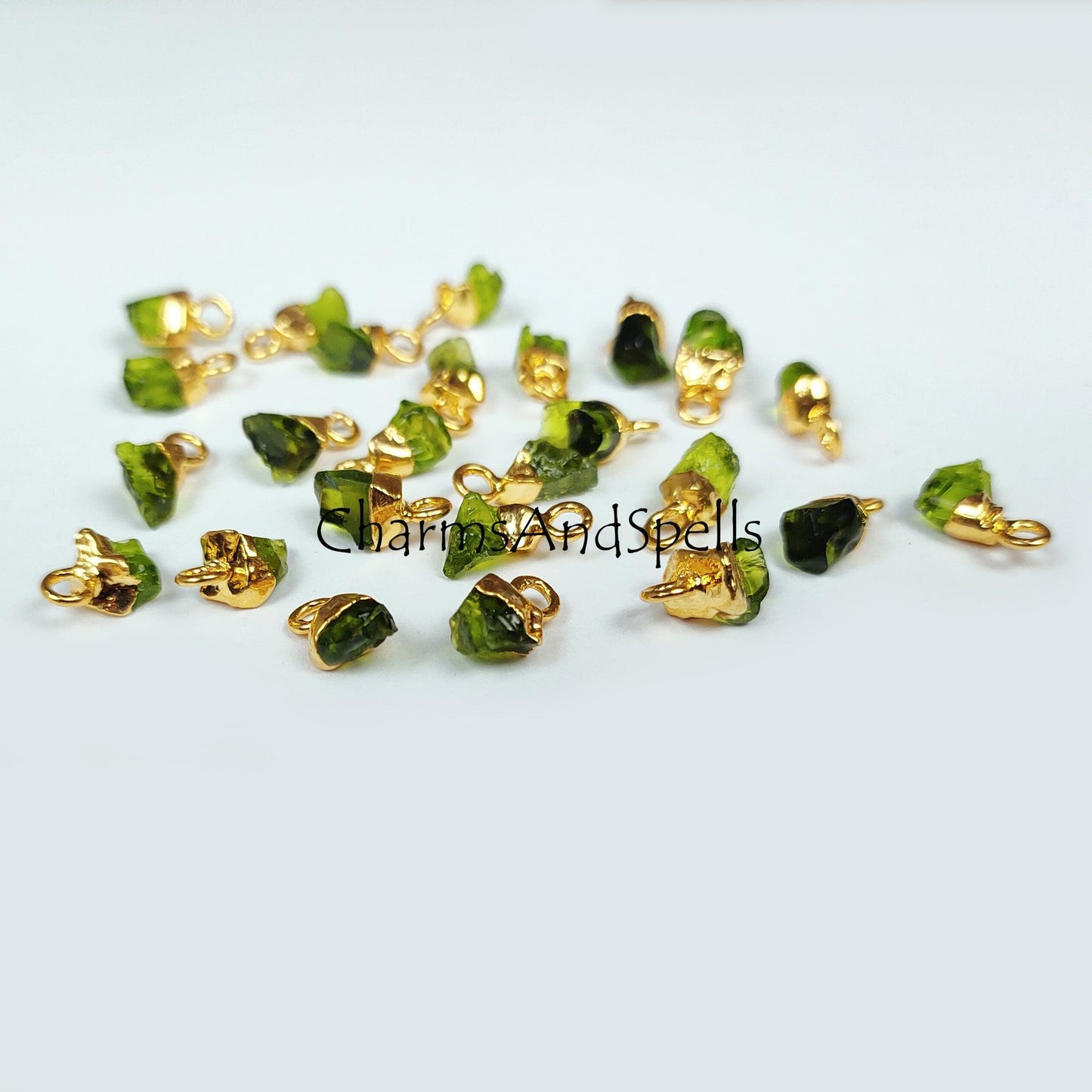 Moldavite Pendant Connectors, Raw Moldavite Connectors, Gold/Silver/Copper Electroplated Single Bail Connectors, DIY Jewelry Making - Charms And Spells