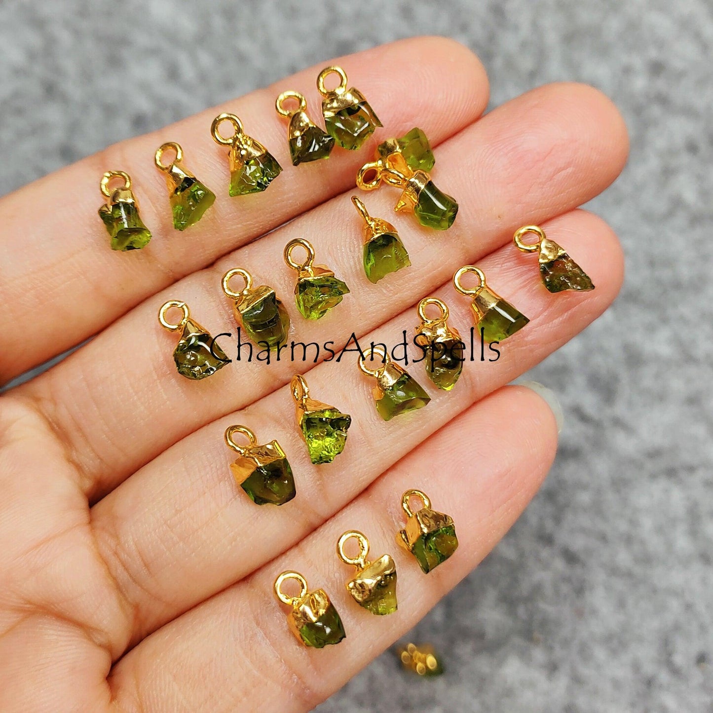 Moldavite Pendant Connectors, Raw Moldavite Connectors, Gold/Silver/Copper Electroplated Single Bail Connectors, DIY Jewelry Making - Charms And Spells