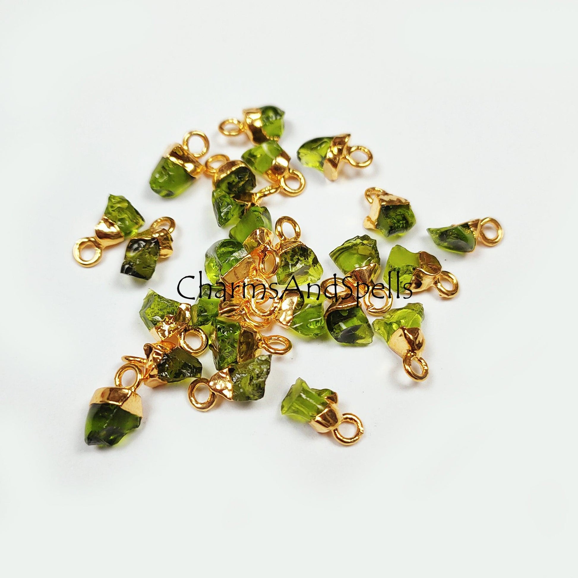 Moldavite Pendant Connectors, Raw Moldavite Connectors, Gold/Silver/Copper Electroplated Single Bail Connectors, DIY Jewelry Making - Charms And Spells