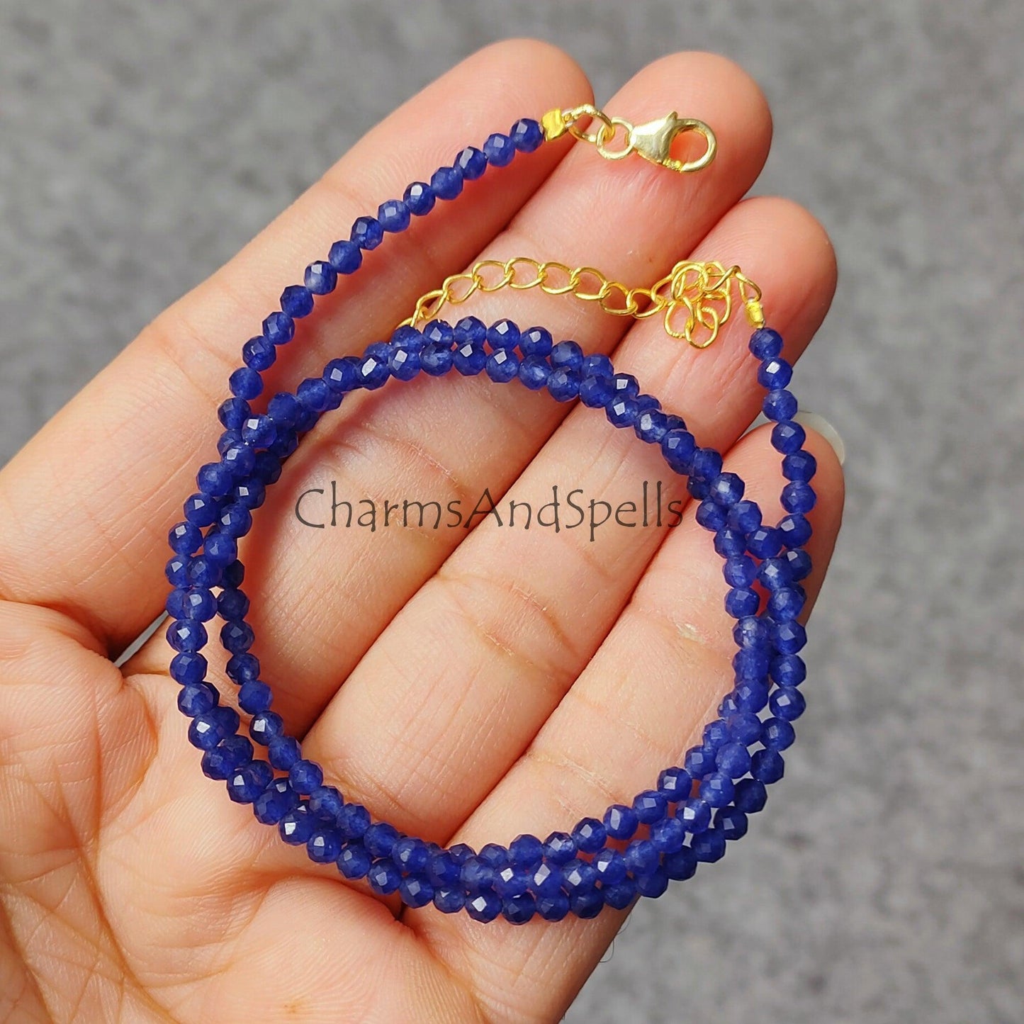 Tanzanite Necklace, Tanzanite Beaded Necklace, Tanzanite Choker, Dainty Tanzanite Necklace, Layering Necklace, December Birthstone - Charms And Spells