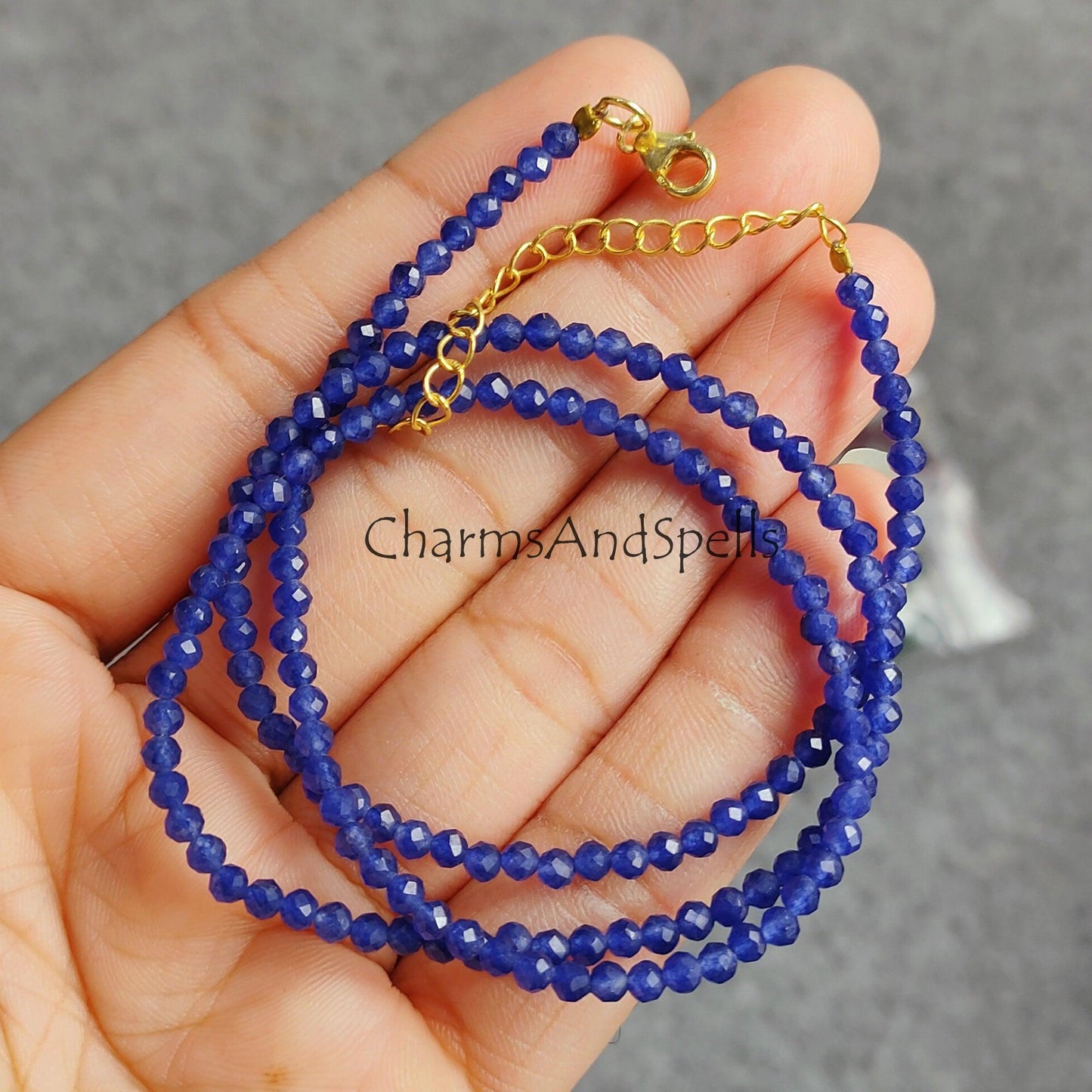 Tanzanite Necklace, Tanzanite Beaded Necklace, Tanzanite Choker, Dainty Tanzanite Necklace, Layering Necklace, December Birthstone - Charms And Spells