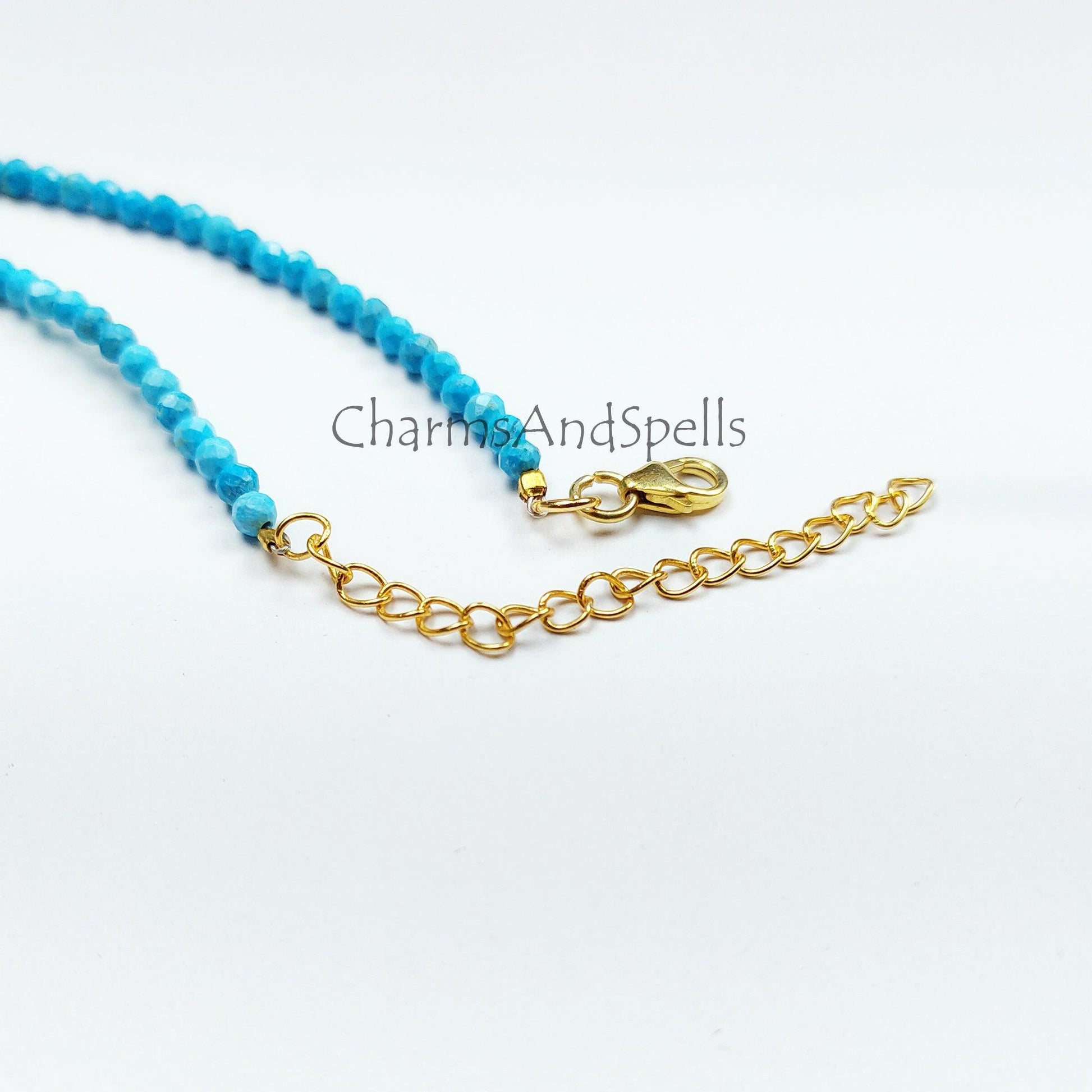 Small Turquoise Beaded Necklace, Dainty Minimalist Jewelry, Tiny Stone Necklace, Summer Jewelry, Choker Necklace, Handmade Jewelry - Charms And Spells