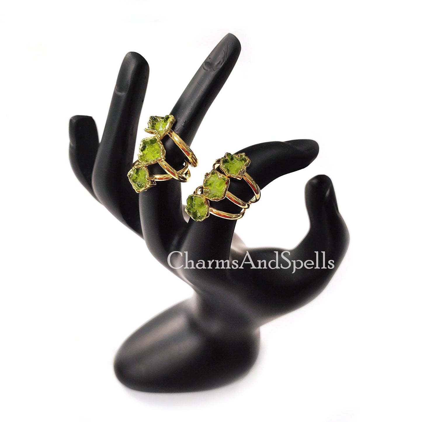 Raw Moldavite Ring, Electroplated Moldavite Jewelry, Dainty Moldavite Ring, Unique Ring, Raw gemstone Ring, Gift For Woman - Charms And Spells